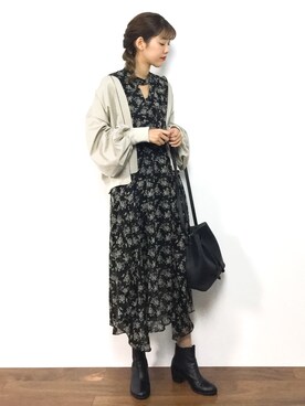 「Ameri（アメリ）のアイテム（ワンピース/ドレス）」を使った、yukiさん（レディース・169cm）の秋コーディネート
