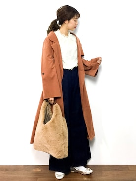 「ファー」｜「アイテム（トレンチコート）」を使った、yukiさん（レディース・169cm）の秋コーディネート