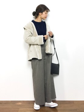 「archives（アルシーヴ）のアイテム（ムートンコート）」を使った、yukiさん（レディース・169cm）の秋コーディネート