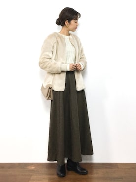 「archives（アルシーヴ）のアイテム（ノーカラージャケット）」を使った、yukiさん（レディース・169cm）の秋コーディネート