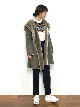 「archives（アルシーヴ）のアイテム（ムートンコート）」を使った、yukiさん（レディース・169cm）の冬コーディネート