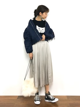 「Alpha Industries（アルファインダストリーズ）のアイテム」を使った、yukiさん（レディース・169cm）の冬コーディネート