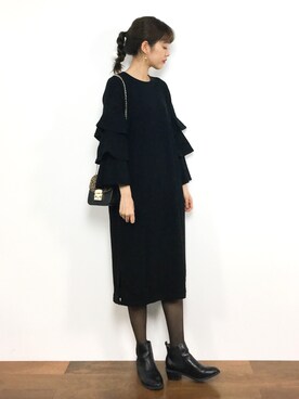 「Bab Bou Jeloud（バブブージュルード）のアイテム（ワンピース）」を使った、yukiさん（レディース・169cm）の冬コーディネート