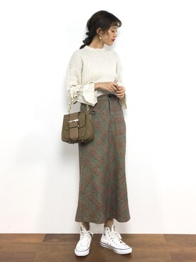 「Ameri（アメリ）のアイテム（スカート）」を使った、yukiさん（レディース・169cm）の冬コーディネート