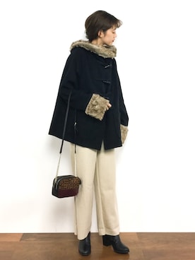 「ファー」｜「アイテム（ダッフルコート）」を使った、yukiさん（レディース・169cm）の冬コーディネート