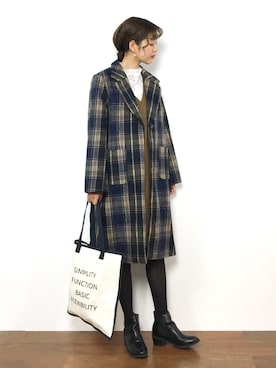 「dazzlin（ダズリン）のアイテム（チェスターコート）」を使った、yukiさん（レディース・169cm）の冬コーディネート