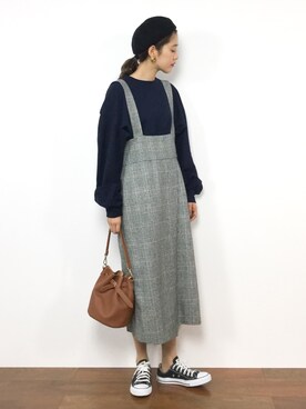 yukiさんの「グレンチェックハイウエストスカート」を使ったコーディネート