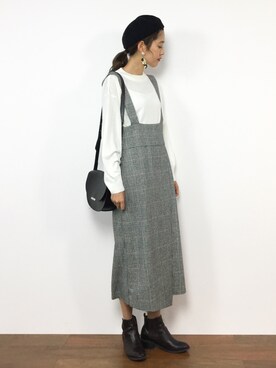yukiさんの「グレンチェックハイウエストスカート」を使ったコーディネート