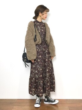 「Two Faces（トゥーフェイシーズ）のアイテム（ワンピース/ドレス）」を使った、yukiさん（レディース・169cm）の冬コーディネート