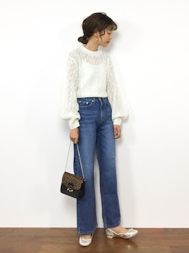 「透かし編みニット」｜yukiさん（レディース・169cm）の冬コーディネート