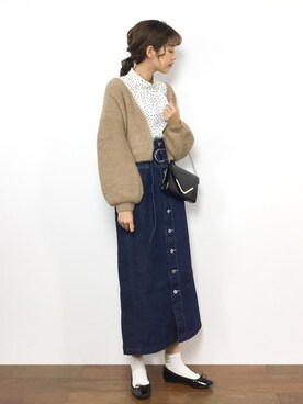 yukiさんの「デニムナロースカート」を使ったコーディネート