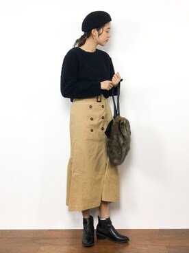 「トレンチ」｜「アイテム（スウェット）」を使った、yukiさん（レディース・169cm）の冬コーディネート
