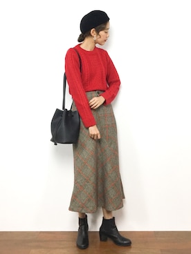 「Ameri（アメリ）のアイテム（スカート）」を使った、yukiさん（レディース・169cm）の冬コーディネート