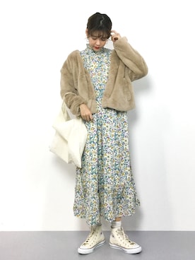 「INGNI（イング）のアイテム（ノーカラージャケット）」を使った、yukiさん（レディース・169cm）の冬コーディネート