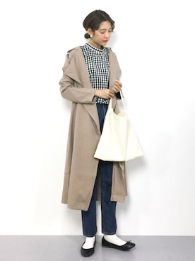 「coca（coca）（コカ）のアイテム（トレンチコート）」を使った、yukiさん（レディース・169cm）の冬コーディネート