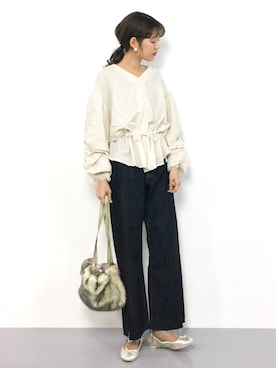 「mystic（ミスティック）の袖タックボリュームブラウス（シャツ/ブラウス）」を使った、yukiさん（レディース・169cm）の冬コーディネート