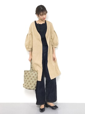 「titivate（ティティベイト）のアイテム（ノーカラージャケット）」を使った、yukiさん（レディース・169cm）の冬コーディネート