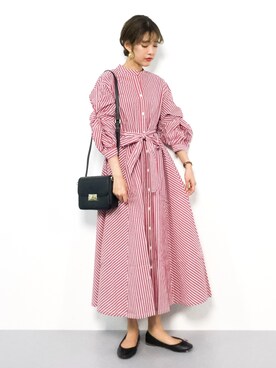 「袖ボリューム」｜「アイテム（シャツワンピース）」を使った、yukiさん（レディース・169cm）の冬コーディネート