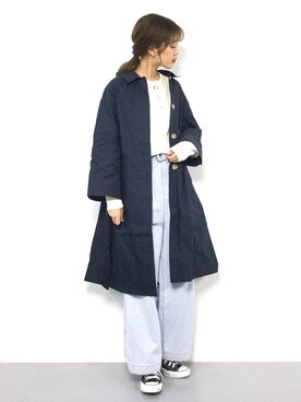 「ワッフル」｜「アイテム（ステンカラーコート）」を使った、yukiさん（レディース・169cm）の冬コーディネート