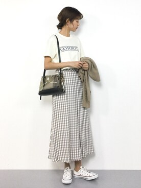 yukiさんの「ギンガムチェックマーメイドスカート」を使ったコーディネート