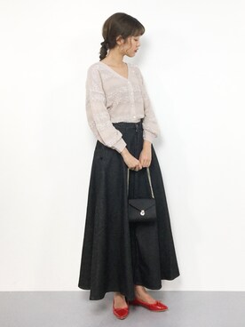 「デニムスカートINスタイル」｜yukiさん（レディース・169cm）の冬コーディネート