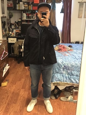 「COMMON PROJECTS（コモンプロジェクト）のアイテム（シューズ）」を使った、AnthonyNguyenさん（メンズ・168cm）の冬コーディネート