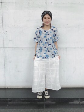 「white pants」｜Vika 簡さん（レディース・163cm）の春コーディネート