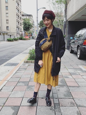 「BASQUE magenta（バスクマゼンタ）のアイテム（帽子）」を使った、Vika 簡さん（レディース・163cm）の春コーディネート