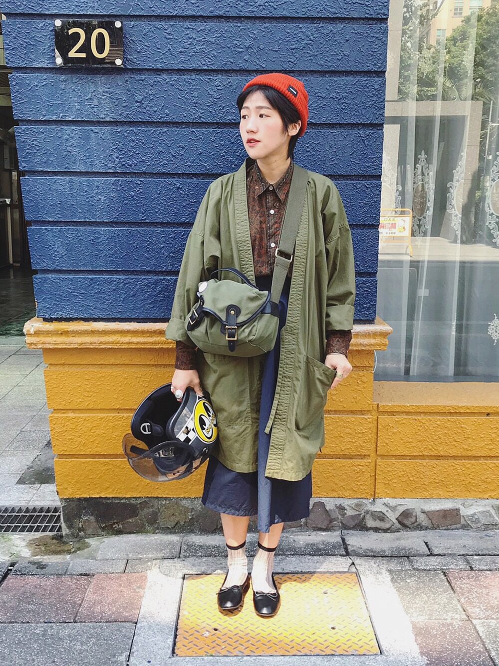 「ootd、ootdtw、ootdfashion、WEAR、BEAMS BOY、BEAMS、WEGO、vintage、girl」｜「BEAMSのアイテム（ジャケット/アウター、グリーン系）」を使った、Vika 簡さん（レディース・163cm）の春コーディネートの1枚目の写真