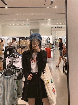 「休闲」｜「アイテム（ハンチング/ベレー帽）」を使った、Auroraさん（レディース・169cm）の夏コーディネート