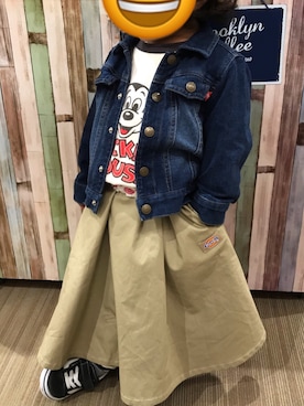 「Moujonjon（ムージョンジョン）のアイテム（ジャケット/アウター）」を使った、Ruu☺︎さん（キッズ・80cm）の春コーディネート