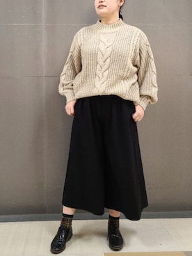 「キュロット」｜「アイテム（ブルゾン）」を使った、tomo☺さん（レディース・159cm）の冬コーディネート