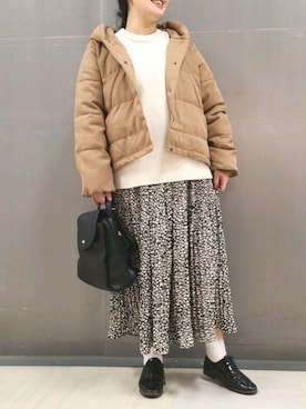 「Green　Parks（グリーンパークス）のアイテム（ニット/セーター）」を使った、tomo☺さん（レディース・159cm）の冬コーディネート