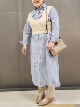 「Green　Parks（グリーンパークス）のアイテム（シャツワンピース）」を使った、tomo☺さん（レディース・159cm）の冬コーディネート