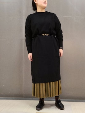 スカート グリーン系 を使った ニットワンピース の人気ファッションコーディネート Wear