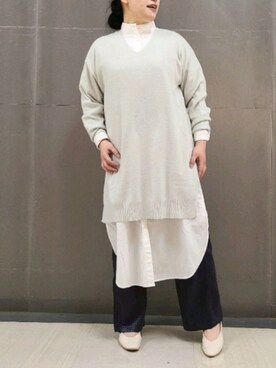 「Green　Parks（グリーンパークス）のアイテム（シャツワンピース）」を使った、tomo☺さん（レディース・159cm）の冬コーディネート