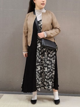 「Green　Parks（グリーンパークス）のアイテム（ブルゾン）」を使った、tomo☺さん（レディース・159cm）の冬コーディネート