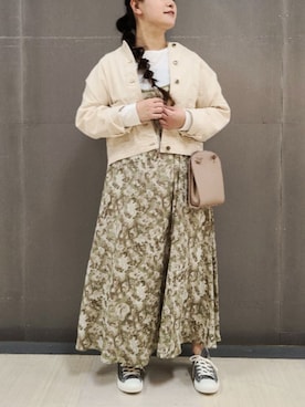 「Ray Cassin」｜「アイテム（ノーカラージャケット）」を使った、tomo☺さん（レディース・159cm）の春コーディネート
