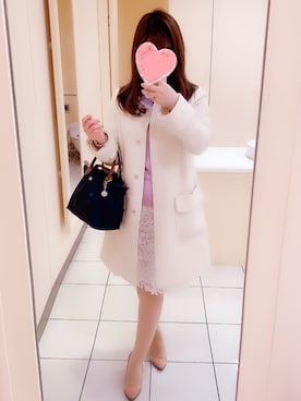 「JUSGLITTY（ジャスグリッティー）のアイテム（ステンカラーコート）」を使った、miniminnieさん（レディース・148cm）の春コーディネート