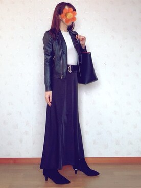 「EGOIST（エゴイスト）のアイテム（ライダースジャケット）」を使った、ai ❁❁さん（レディース・155cm）の冬コーディネート