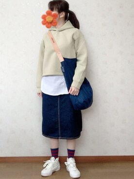 「アイテム（パーカー、グリーン系）」を使った、ai ❁❁さん（レディース・155cm）の冬コーディネート