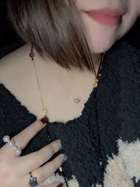 「黑色尖晶石のアイテム（ネックレス、ブラック系）」を使った、幸福的猫奴さん（レディース・158cm）の冬コーディネート