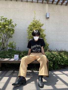 「A.P.C.（アーペーセー）のアイテム（ブーツ）」を使った、りゅたさん（メンズ・178cm）の春コーディネート