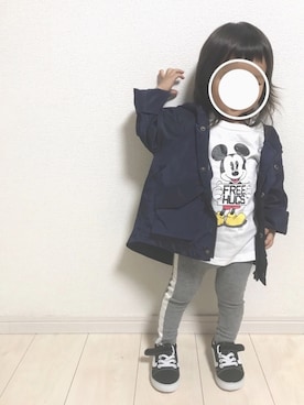 「ミッキーT」｜「アイテム（マウンテンパーカー）」を使った、echico☺︎︎さん（キッズ・80cm）の秋コーディネート