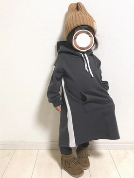 「2歳3ヶ月」｜「アイテム（ワンピース）」を使った、echico☺︎︎さん（キッズ・80cm）の冬コーディネート