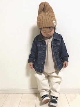 「SEVENDAYS=SUNDAY（セブンデイズサンデイ）のアイテム（その他アウター）」を使った、echico☺︎︎さん（キッズ・80cm）の冬コーディネート