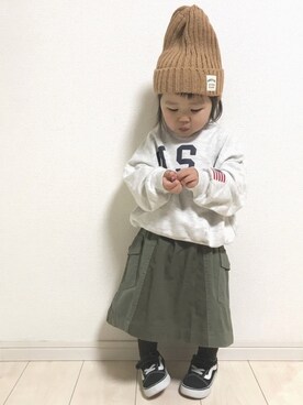 「2歳3ヶ月」｜「アイテム（ニットキャップ/ビーニー）」を使った、echico☺︎︎さん（キッズ・80cm）の冬コーディネート