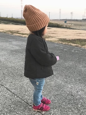 「西松屋（ニシマツヤ）のアイテム（ブルゾン）」を使った、echico☺︎︎さん（キッズ・80cm）の冬コーディネート