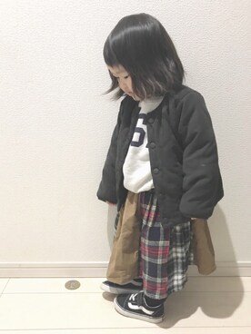 「西松屋（ニシマツヤ）のアイテム（ブルゾン）」を使った、echico☺︎︎さん（キッズ・80cm）の冬コーディネート