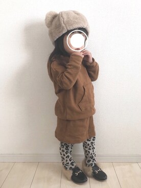 「西松屋」｜「アイテム（ハンチング/ベレー帽）」を使った、echico☺︎︎さん（キッズ・80cm）の冬コーディネート